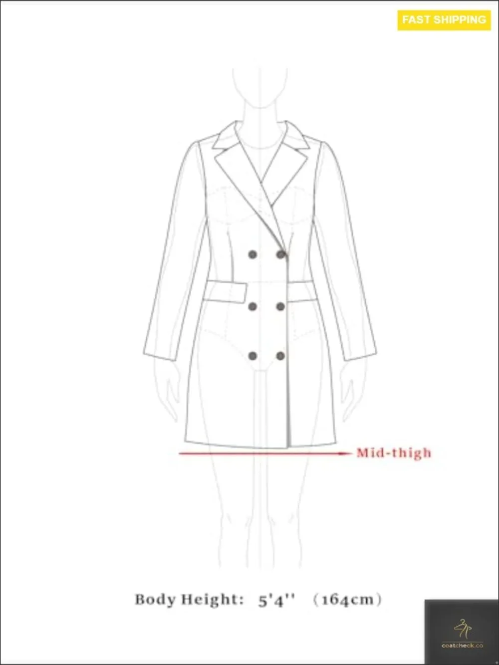 Classic Stand Collar Pea Coat Long Sleeve Winter Belted Overcoat Lined Trench